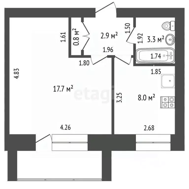 1-к кв. Архангельская область, Котлас ул. Кедрова, 12А (32.3 м) - Фото 2