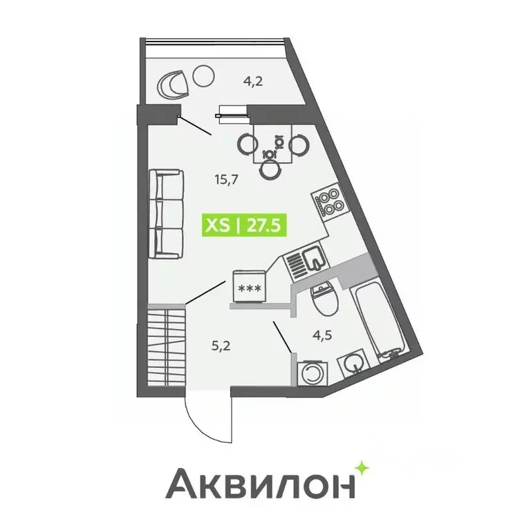 Студия Санкт-Петербург ул. Чирикова, 5 (27.5 м) - Фото 0