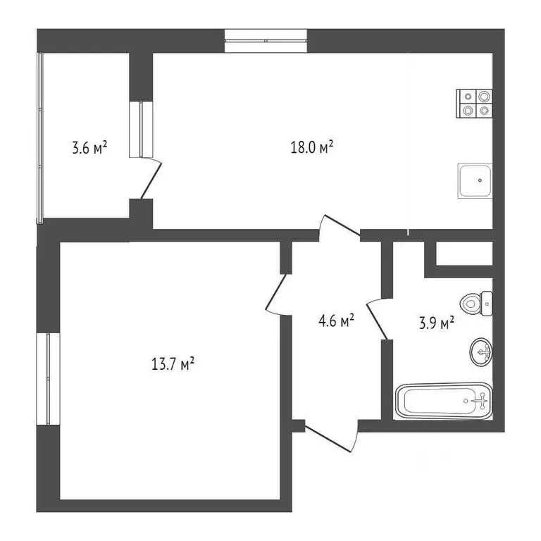 1-к кв. Тюменская область, Тюмень ул. Тальниковая, 3 (36.0 м) - Фото 2