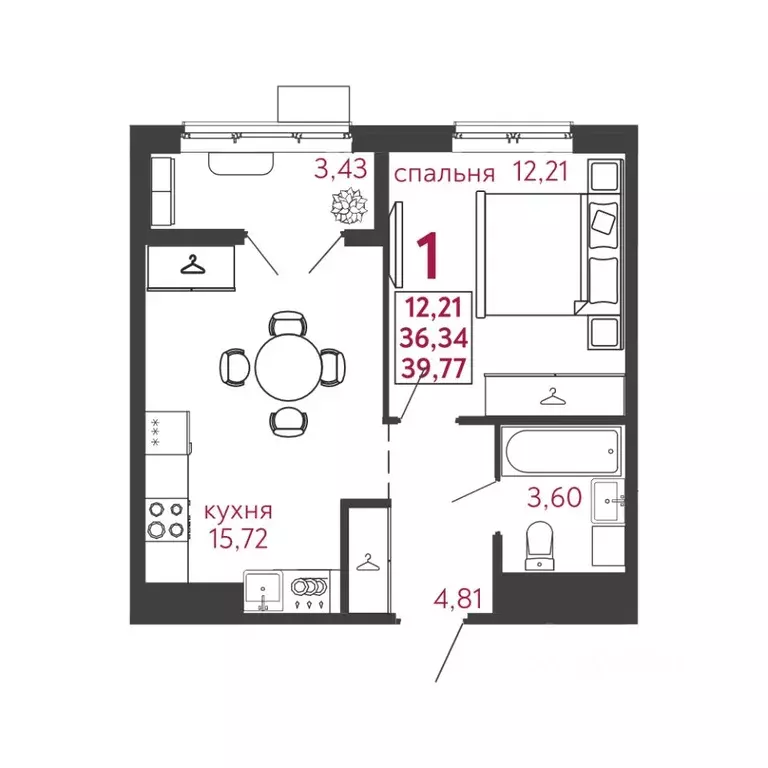 1-к кв. Пензенская область, Пенза ул. Баталина (39.77 м) - Фото 1