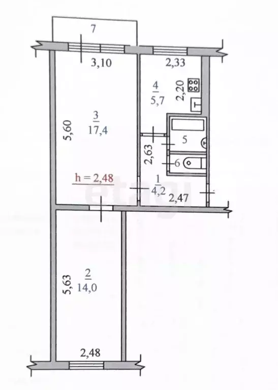 2-к кв. Архангельская область, Новодвинск Солнечная ул., 5 (44.5 м) - Фото 2