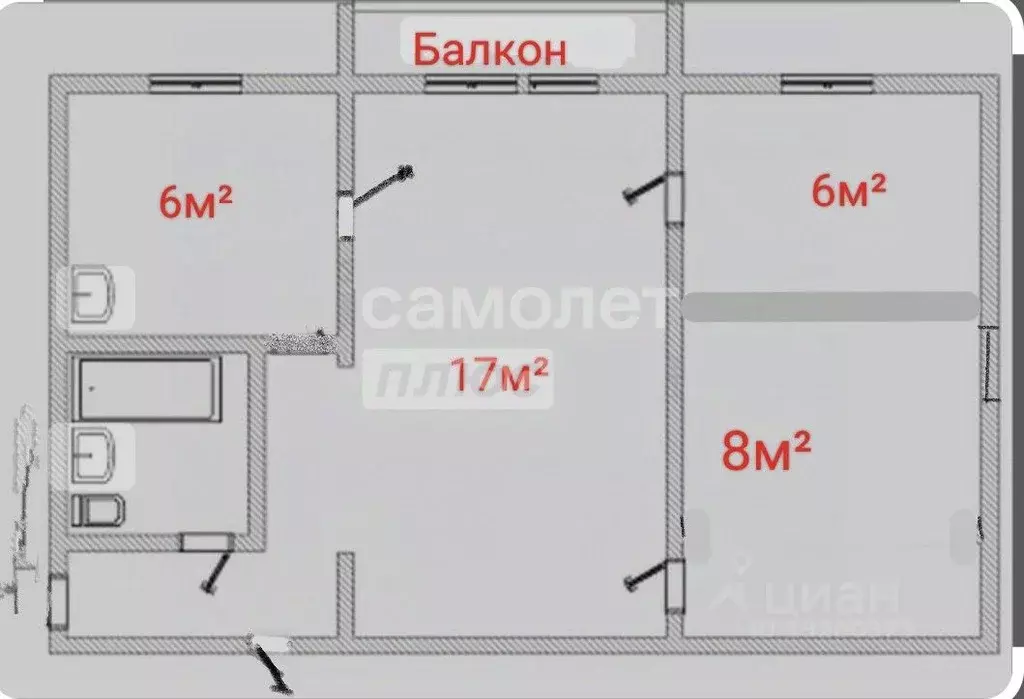 3-к кв. Рязанская область, Рязань ул. Ленинского Комсомола, 99 (44.0 ... - Фото 1
