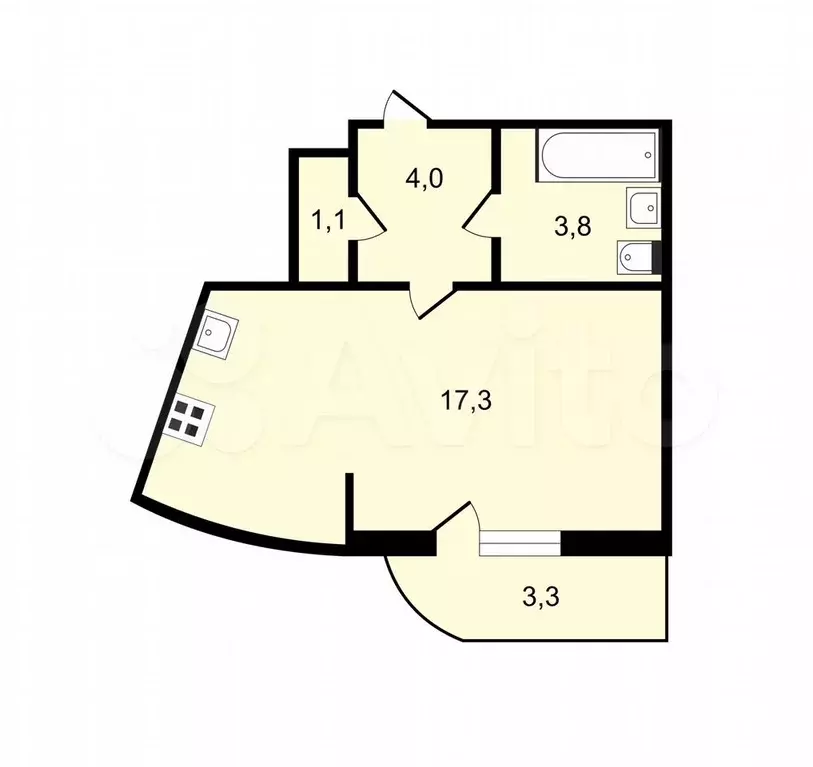 Квартира-студия, 35 м, 9/14 эт. - Фото 0