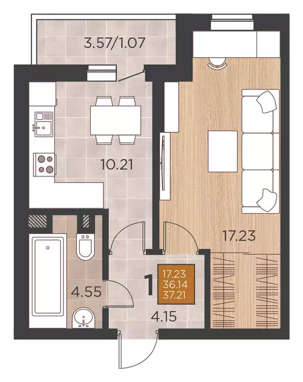 2-комнатная квартира: Краснодар, Командорская улица, 15/1 (63.23 м) - Фото 0