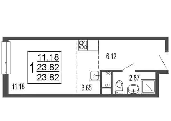 Квартира-студия: Лыткарино, 6-й микрорайон, 15Д (23.82 м) - Фото 1