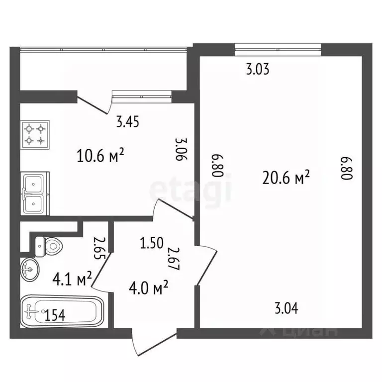1-к кв. Санкт-Петербург ул. Лидии Зверевой, 9к2 (39.3 м) - Фото 2