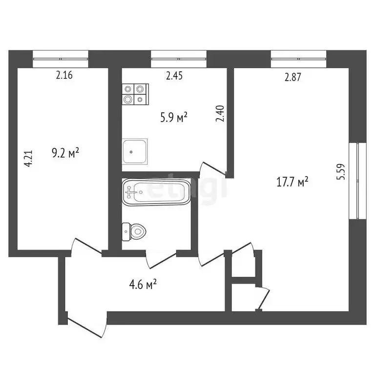 2-комнатная квартира: Елизово, улица Ларина, 4 (40.2 м) - Фото 0