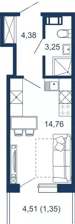 Квартира-студия: Сестрорецк, улица Инструментальщиков, 18 (23.74 м) - Фото 0