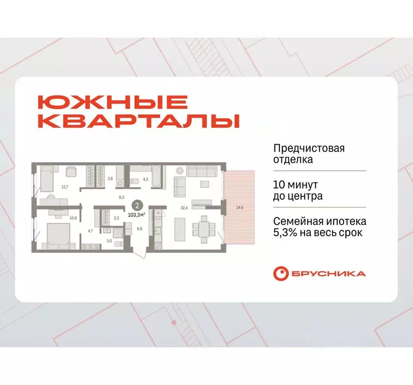2-к кв. Свердловская область, Екатеринбург пер. Торфяной, 4 (103.3 м) - Фото 1