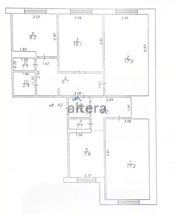 4-к кв. Татарстан, Казань ул. Адоратского, 27а (83.3 м) - Фото 2