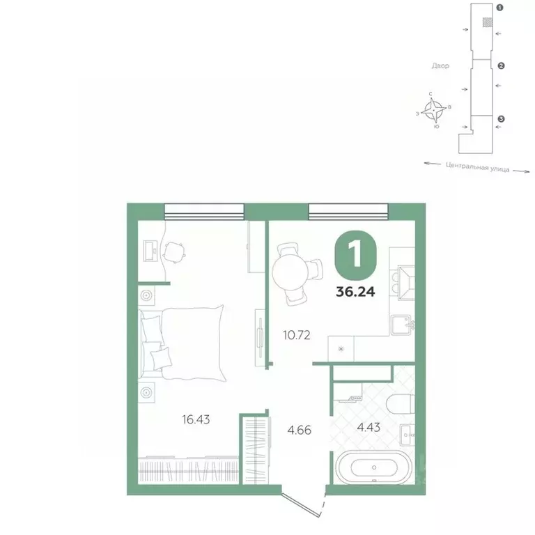 1-к кв. Тюменская область, Тюменский муниципальный округ, с. Горьковка ... - Фото 1