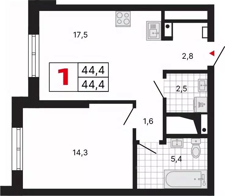 1-к кв. Свердловская область, Екатеринбург ул. Шаумяна, 11 (44.61 м) - Фото 0