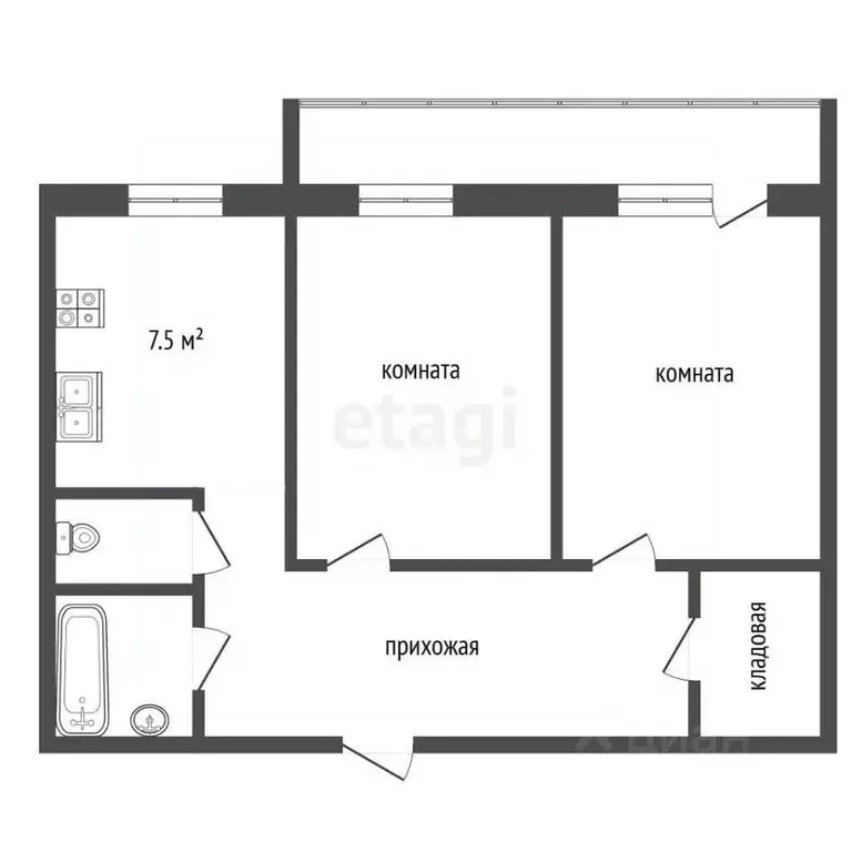 2-к кв. Свердловская область, Екатеринбург ул. Щербакова, 113 (51.4 м) - Фото 2