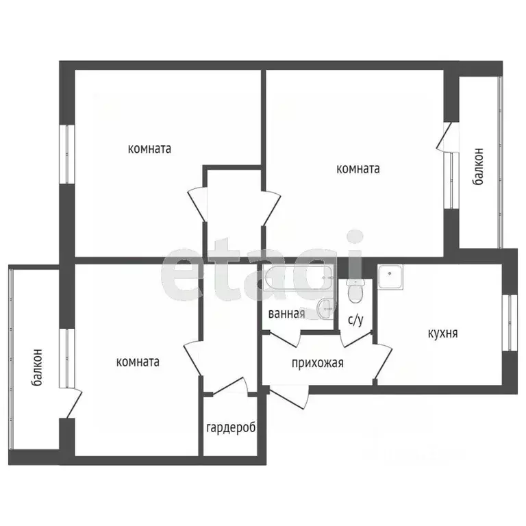 3-к кв. Красноярский край, Красноярск ул. Молокова, 68 (66.8 м) - Фото 2