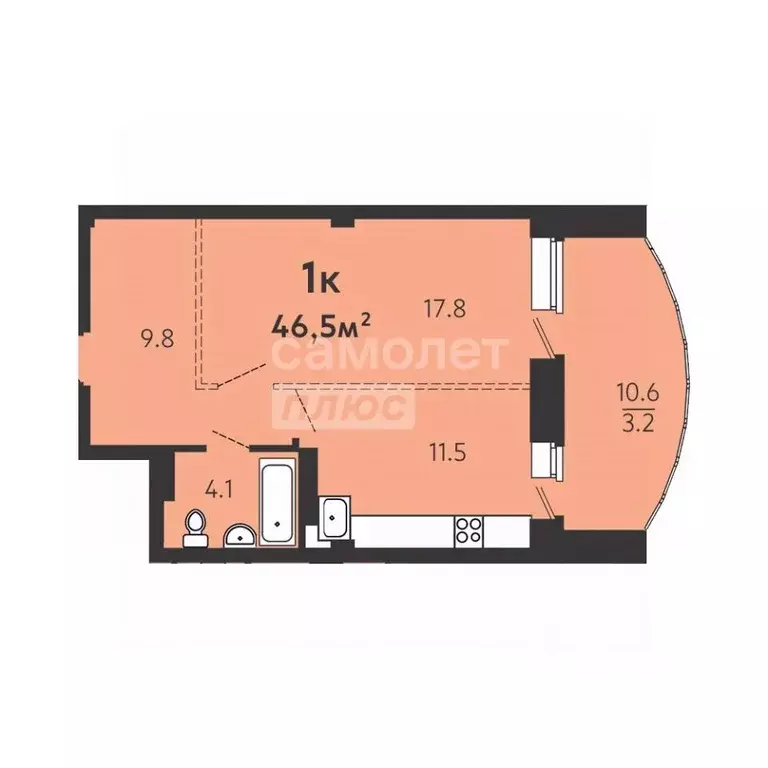 1-к кв. Омская область, Омск ул. 8-я Линия, 197А (46.5 м) - Фото 2