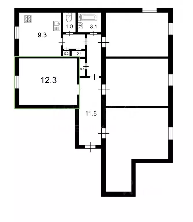 Комната Санкт-Петербург Краснопутиловская ул., 12 (12.3 м) - Фото 1