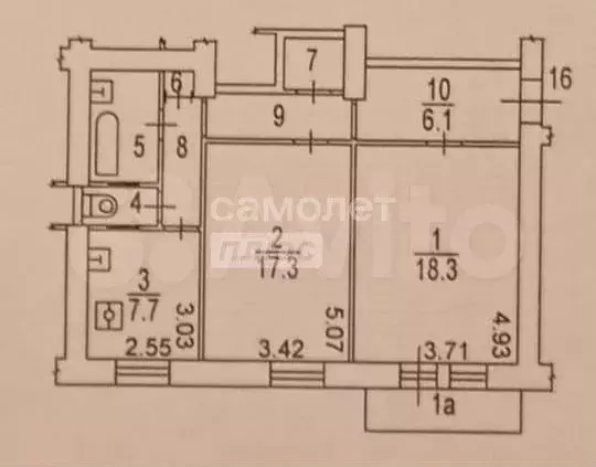 2-к. квартира, 62,8 м, 4/5 эт. - Фото 0