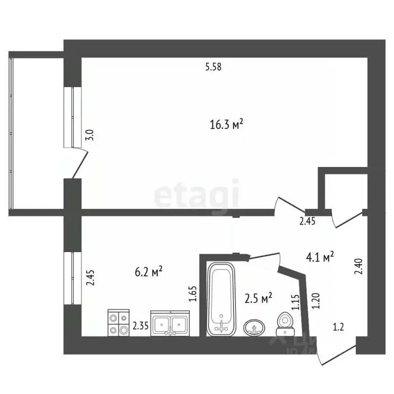 1-к кв. Краснодарский край, Геленджик городской округ, с. Дивноморское ... - Фото 2