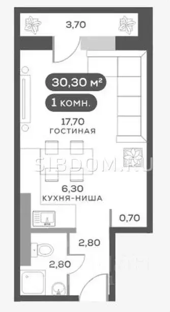 Студия Красноярский край, Красноярск ул. Спандаряна, 21 (34.0 м) - Фото 0