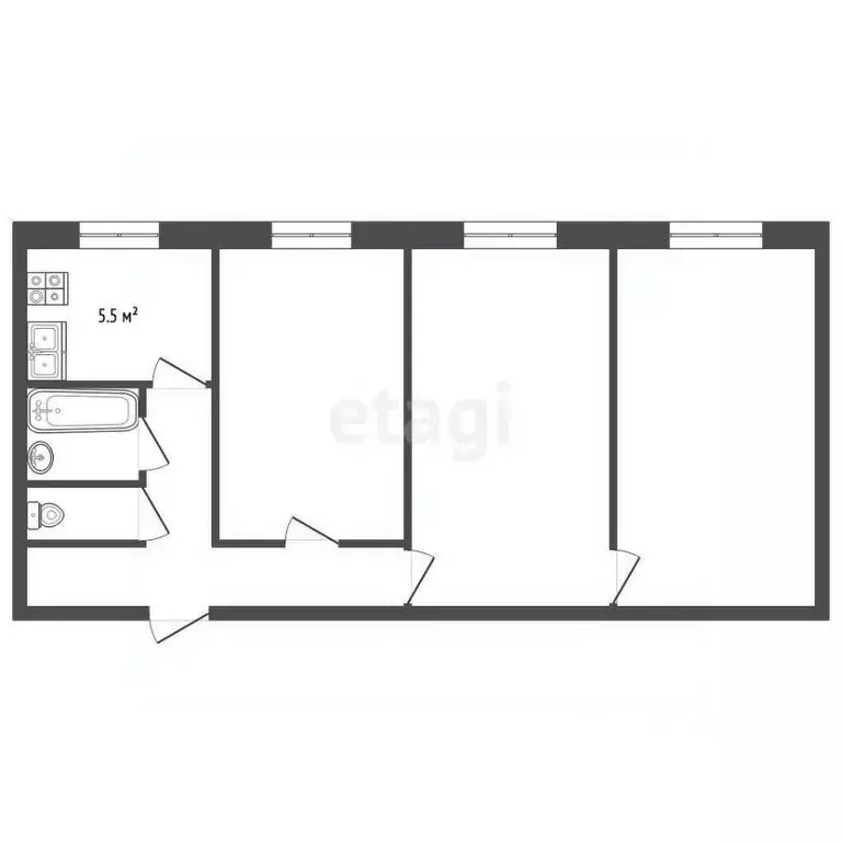 3-к кв. Самарская область, Самара Магистральная ул., 133а (56.4 м) - Фото 2