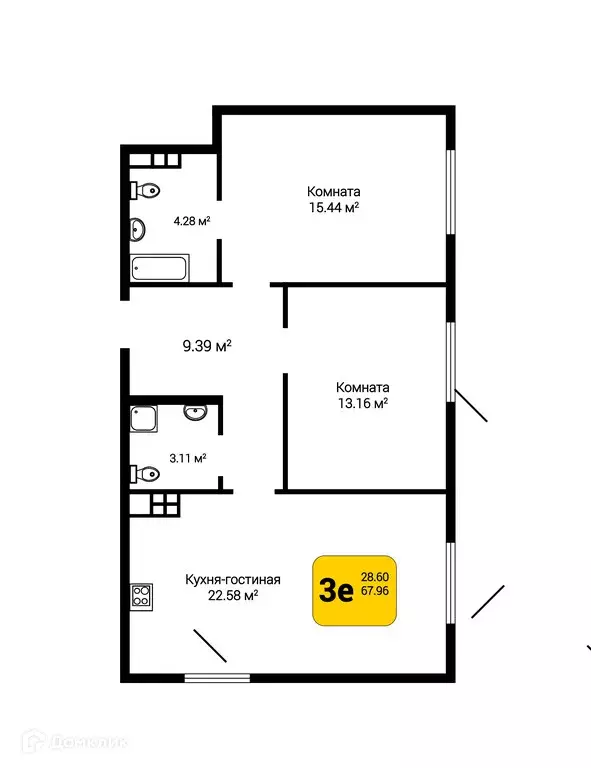 Продаётся 3-к квартира, 67.96 м - Фото 0