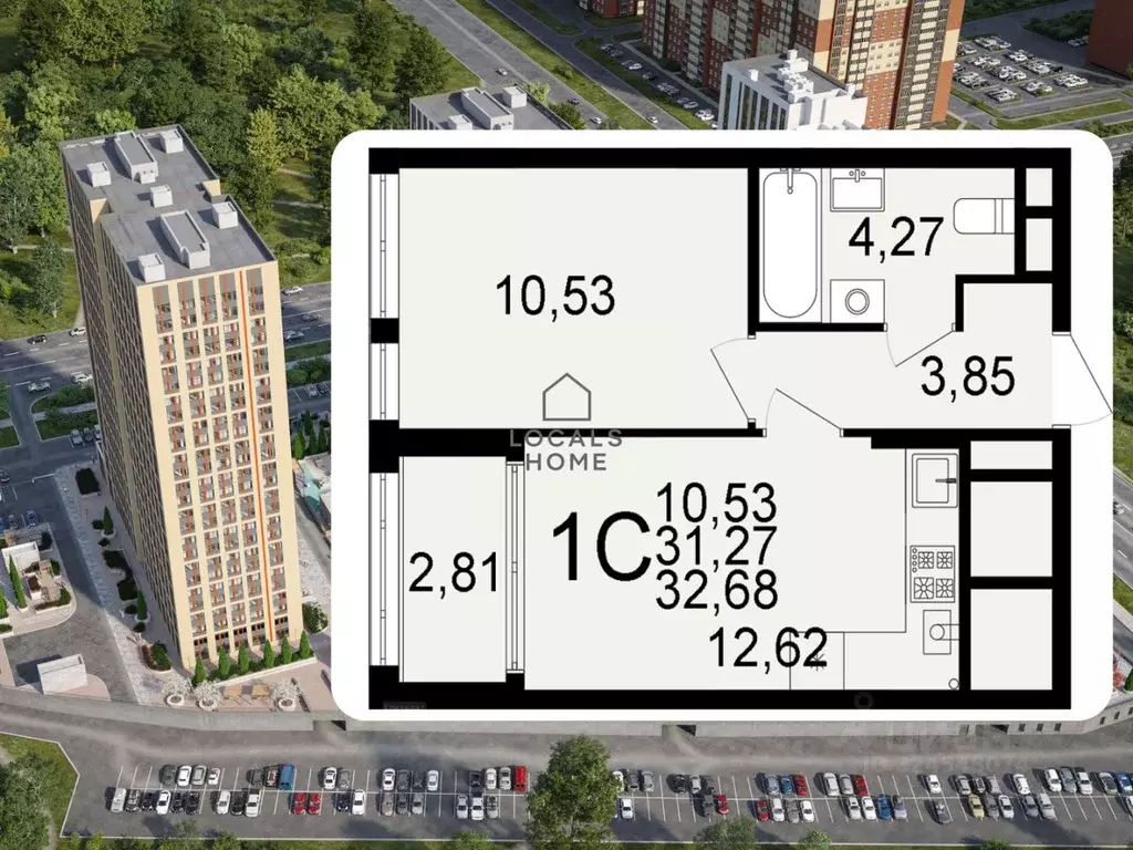 1-к кв. Рязанская область, Рязань Льговская ул., 8 (32.68 м) - Фото 1