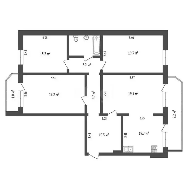 4-комнатная квартира: Тюмень, улица Московский Тракт, 137 (80.4 м) - Фото 0