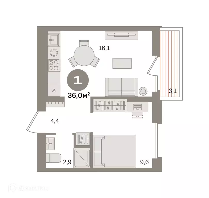 Продаётся 1-к квартира, 36.03 м - Фото 0