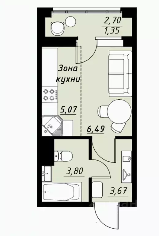 Студия Тамбовская область, Тамбов Телецентр мкр, Строганов жилой ... - Фото 2