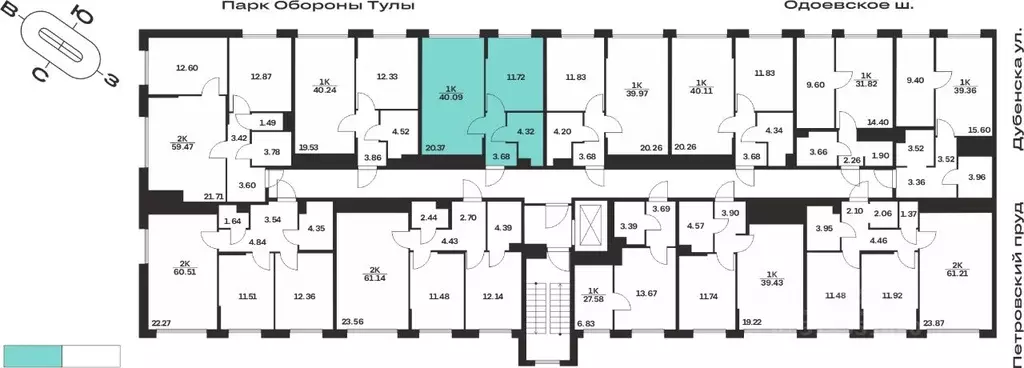 1-к кв. Тульская область, Тула Жукова Парк жилой комплекс (40.09 м) - Фото 2