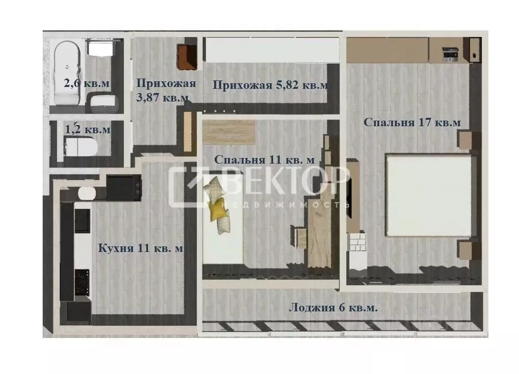 2-к кв. Костромская область, Кострома проезд Южный, 3 (52.1 м) - Фото 2