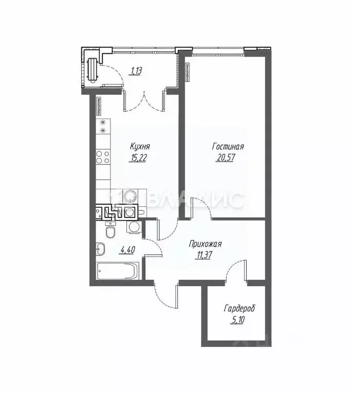 1-комнатная квартира: Новороссийск, проспект Ленина, 50к2 (58.05 м) - Фото 0