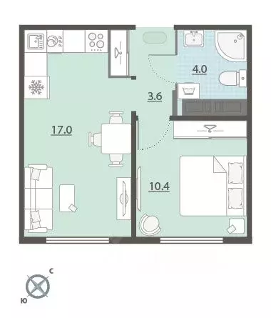 1-к кв. Свердловская область, Екатеринбург Широкая Речка мкр, Меридиан ... - Фото 2