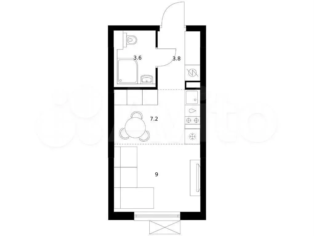 Квартира-студия, 23,6 м, 6/29 эт. - Фото 0