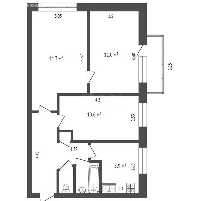 3-комнатная квартира: Ирбит, улица Логинова, 38Б (52.2 м) - Фото 1