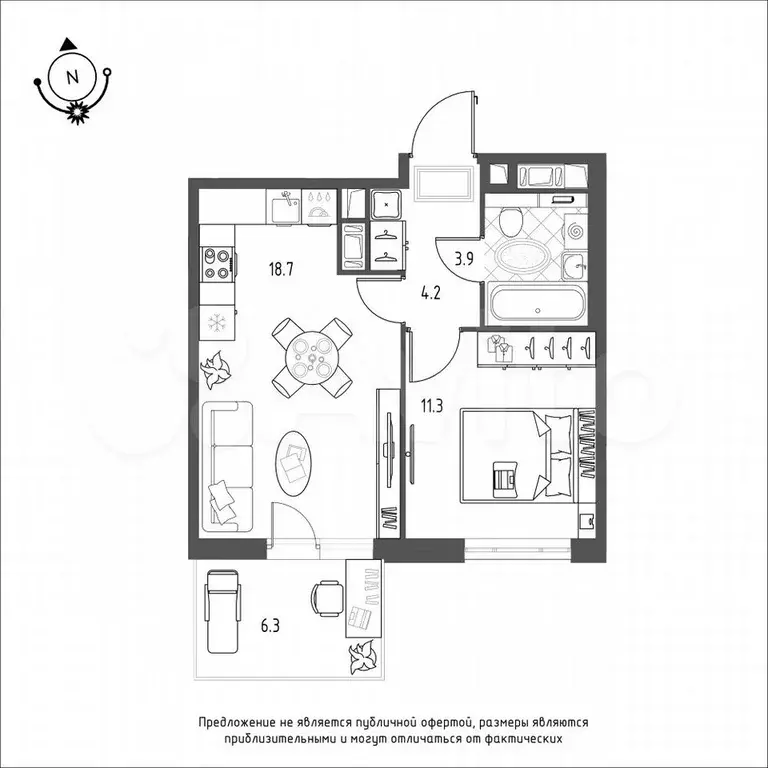 1-к. квартира, 40 м, 8/9 эт. - Фото 0
