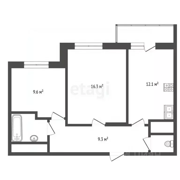 2-к кв. Москва Судостроительная ул., 17 (52.4 м) - Фото 2