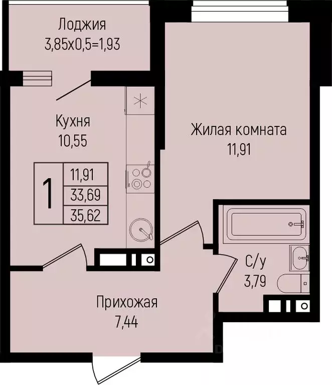 1-к кв. Краснодарский край, Краснодар ул. Михаила Барибана (35.62 м) - Фото 0