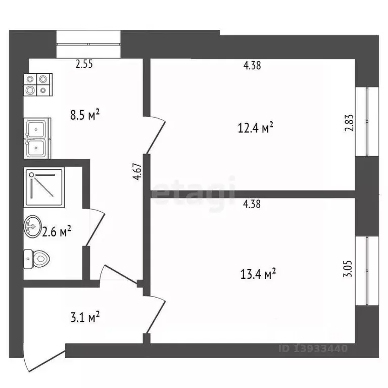 2-к кв. Тюменская область, Тюмень ул. 9 Января, 4 (37.1 м) - Фото 2