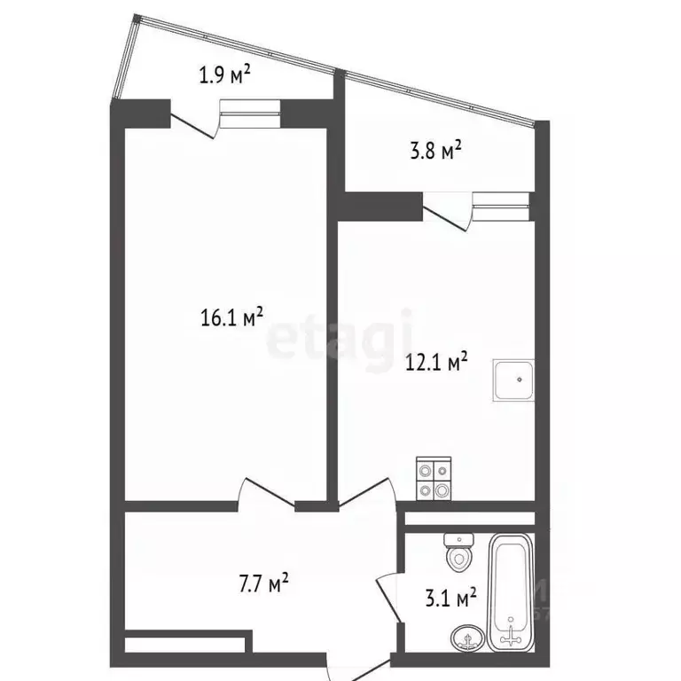 1-к кв. Краснодарский край, Анапа Парковая ул., 60к4 (44.7 м) - Фото 2