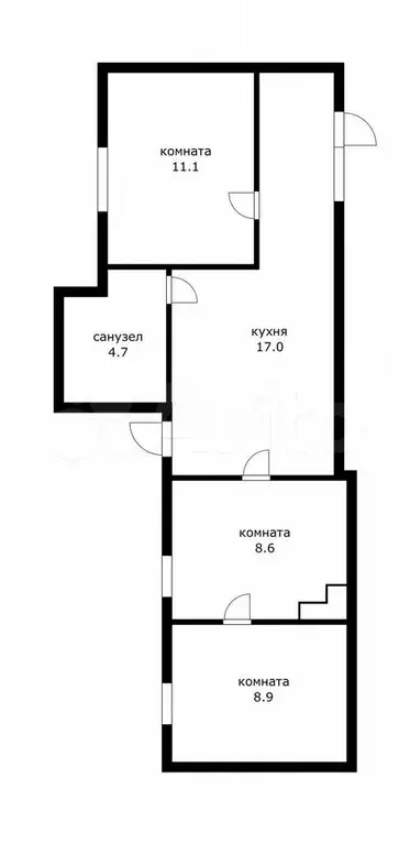 2-к. квартира, 50 м, 1/1 эт. - Фото 0