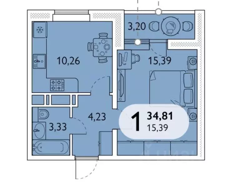 1-к кв. Брянская область, Брянск просп. Станке Димитрова, 67к7 (34.81 ... - Фото 1
