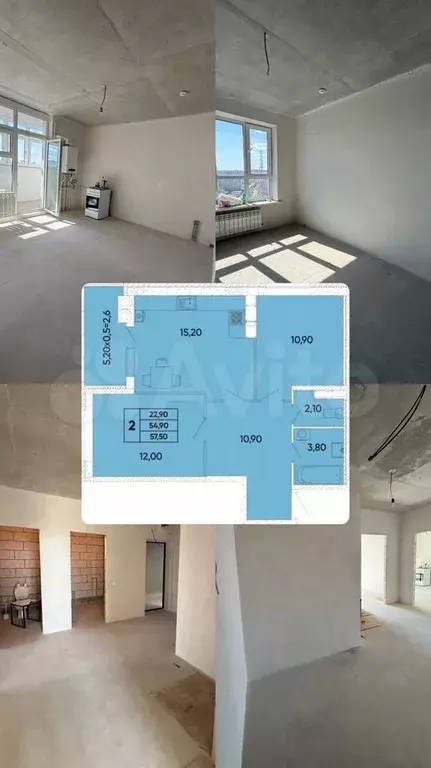 2-к. квартира, 60 м, 15/18 эт. - Фото 0
