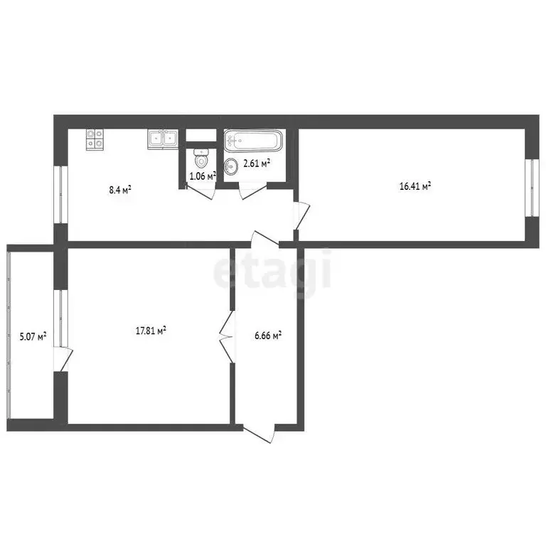 2-комнатная квартира: Челябинск, Южноуральская улица, 13 (54 м) - Фото 1