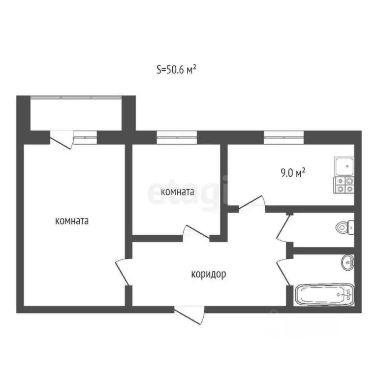 2-к кв. Коми, Усинск ул. Строителей, 14 (51.8 м) - Фото 1