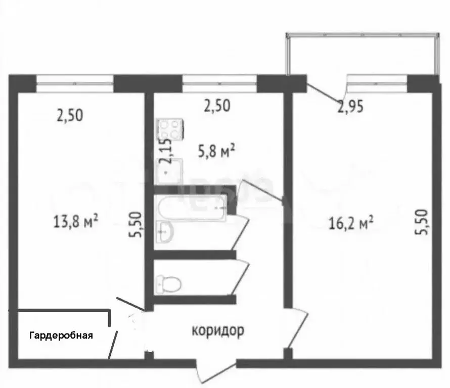 2-комнатная квартира: Вологда, улица Ветошкина, 52 (44 м) - Фото 1
