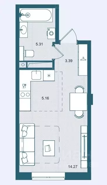 Студия Брянская область, Брянск О Берег жилой комплекс (28.13 м) - Фото 1