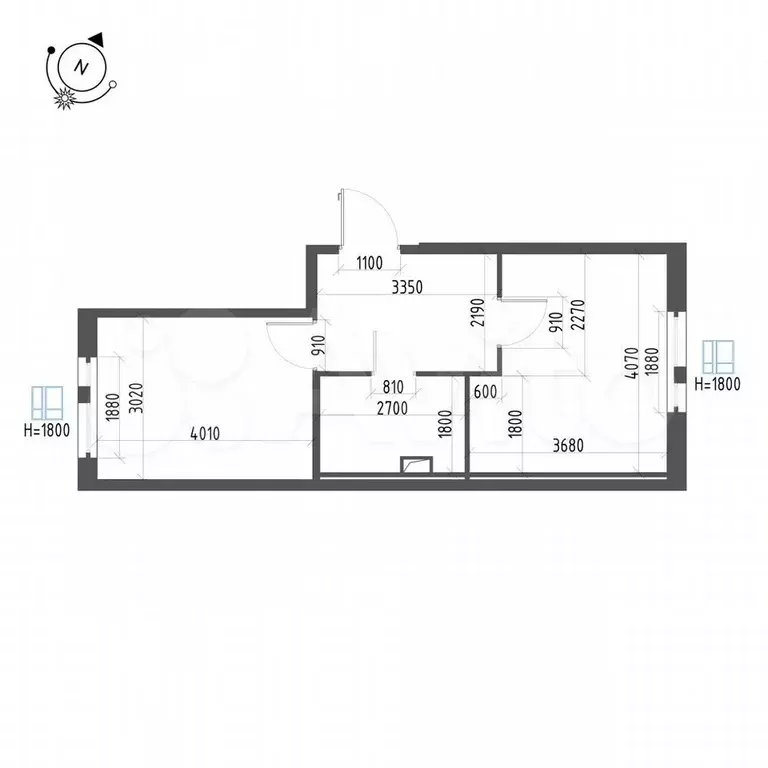 1-к. квартира, 37,9 м, 2/12 эт. - Фото 1