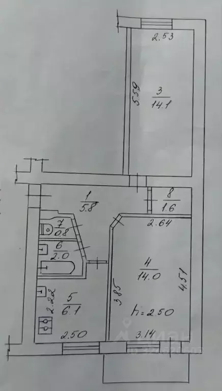 2-к кв. Севастополь ул. Адмирала Юмашева, 16 (45.9 м) - Фото 1