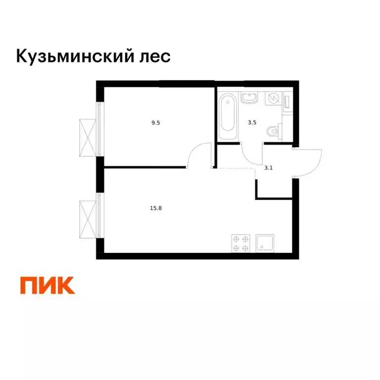 1-к кв. Московская область, Котельники Белая Дача мкр, 30 (31.9 м) - Фото 1